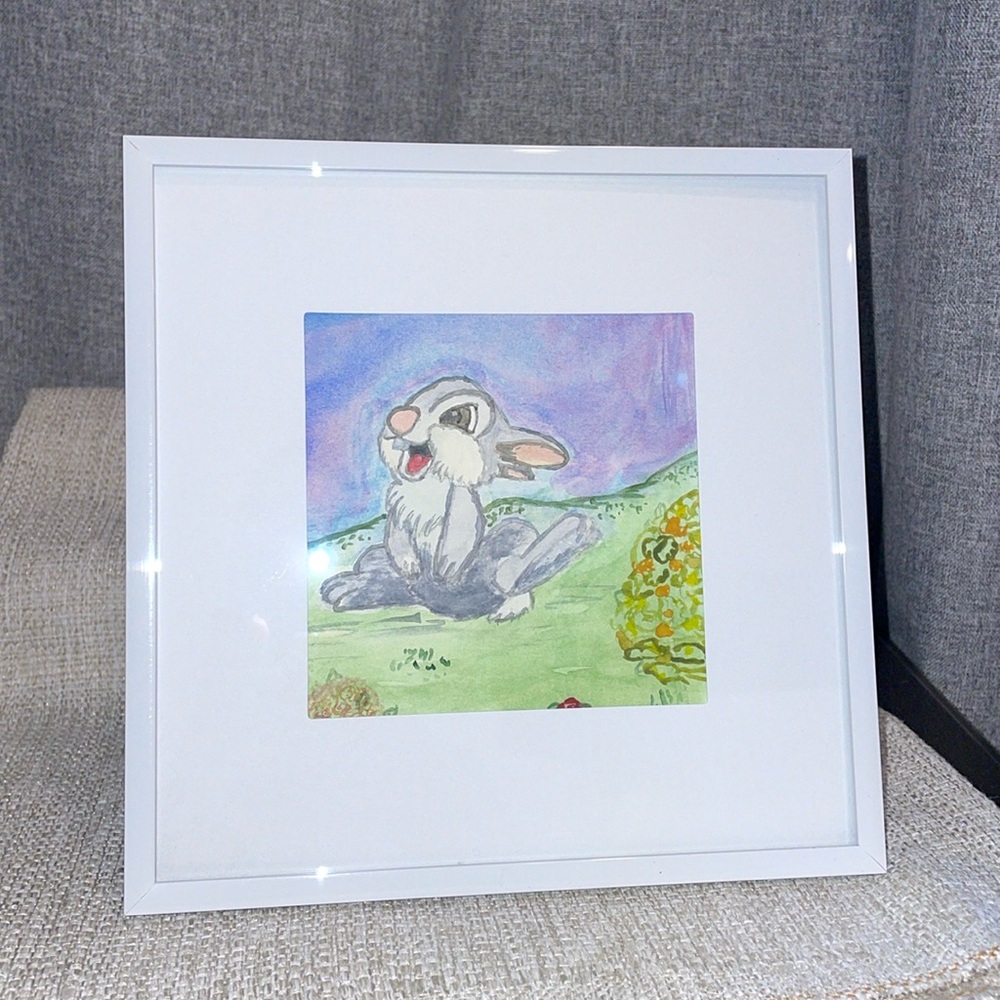 Handmade Framed Thumper watercolor
